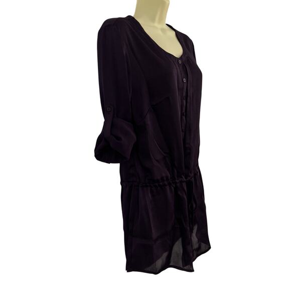 Tribal Brand Womens Tunic Blouse Roll Tab Long Sleeve Purple Size 4 - Picture 4 of 11